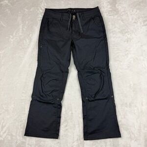 Prana Halle Hiking Pants Womens 8 Short Black Stretch Roll Up Cargo Utility EUC